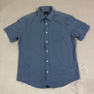 Untuckit Shirt Mens Medium Short Sleeve Blue Slim Fit Nylon Blend